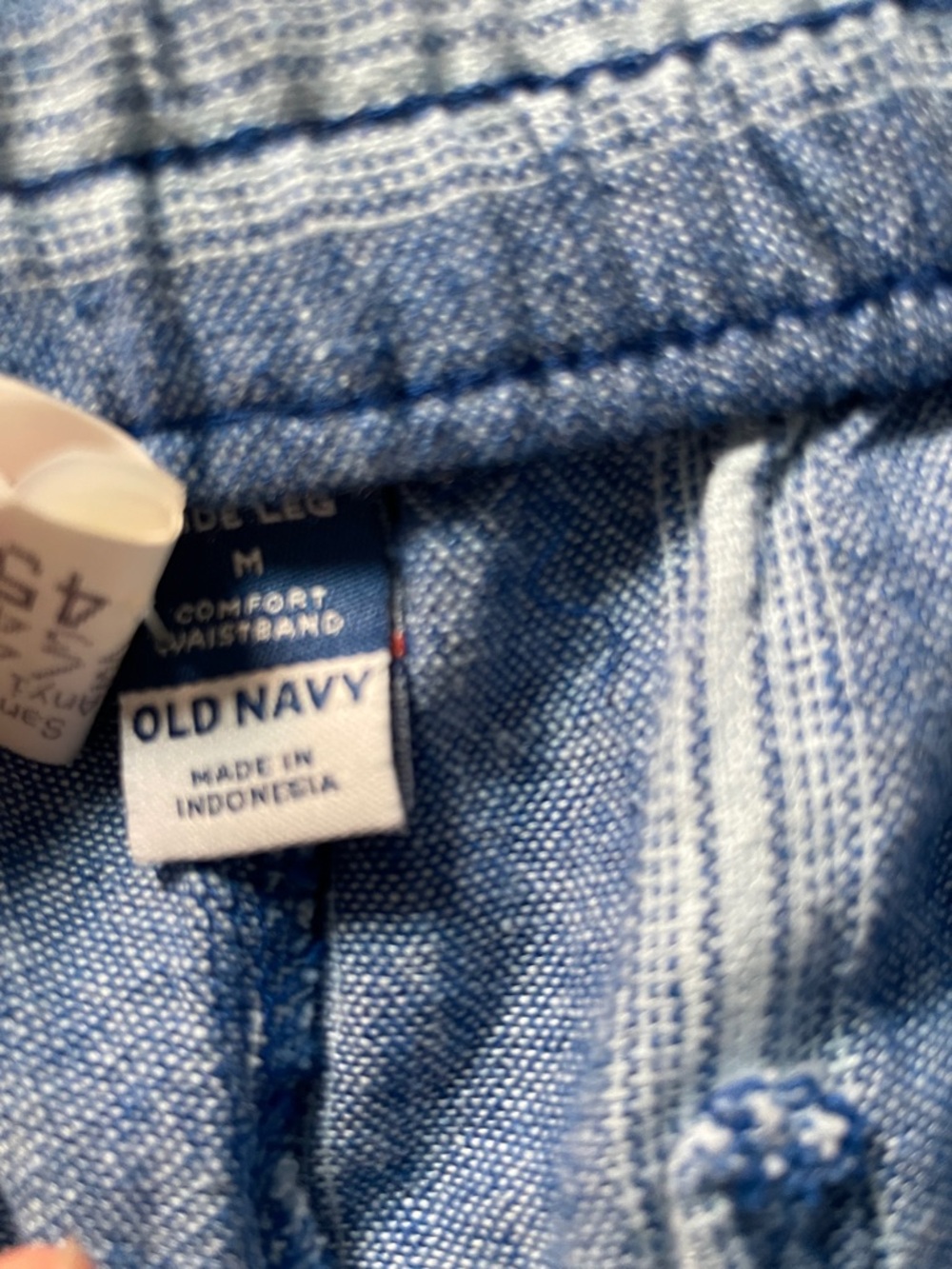 Old Navy Blue and White Vertical-Stripe Wide Leg Linen-Blend Pull On Pants - Picture 7 of 8